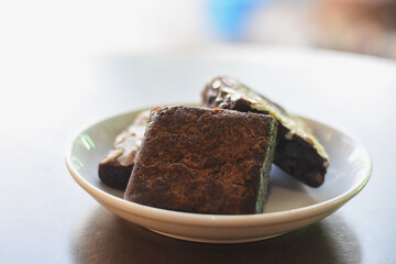 brownies on a white plate