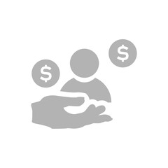 man icon, concept of money, income, vector illustration