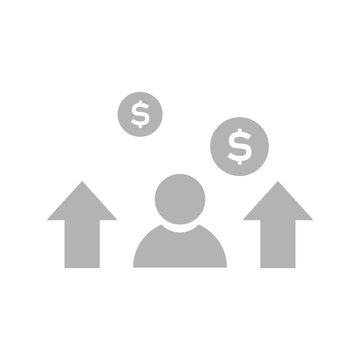 man icon, concept of money, income, vector illustration