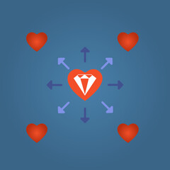 heart icon, diamond, vector illustration