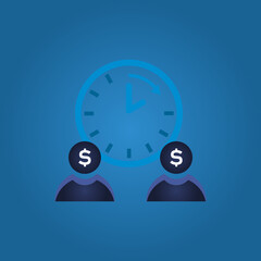 people icon, time is money concept, vector illustration