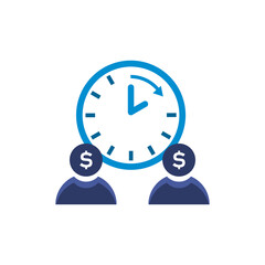 people icon, time is money concept, vector illustration