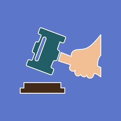 hand icon, court concept, gavel, vector illustration