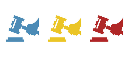 hand icon, court concept, gavel, vector illustration