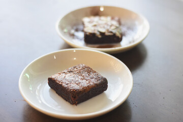 brownies on a white plate