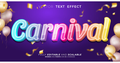 Editable text effect carnival with three dimension text style