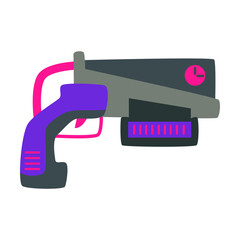 Futuristic gun vector illustration. Toy laser rifle for children isolated on white background. Entertainment, space, weapons concept for game design