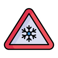 Snowflake on board warning sign of snowfall