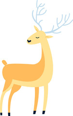Cute cartoon deer flat icon Wild animal