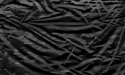 Background texture of a polyethylene, plastic transparent black plastic film, transparent stretched black and white metaverse crypto blockchain background
