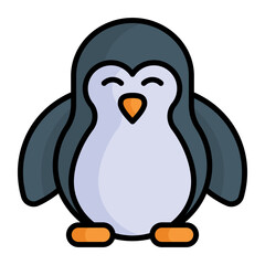 A cute and beautiful aquatic bird, vector icon of penguin - obrazy, fototapety, plakaty