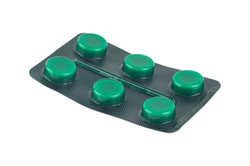 Blister pack of pills isolated from background