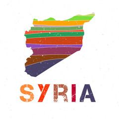 Syria map design. Shape of the country with beautiful geometric waves and grunge texture. Astonishing vector illustration.
