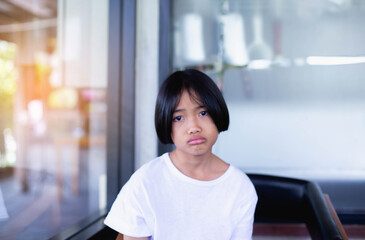 Sad child in isolation at home