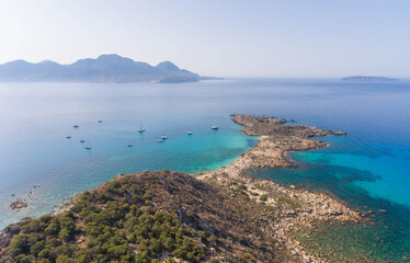 Anchorage of Gyali Island. Aegean Sea, Greece