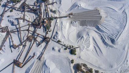 Top view of the ore conveyor system in the quarry