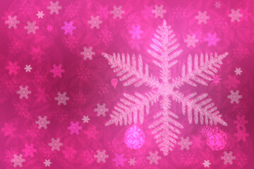 Fototapeta na wymiar Christmas card template. Abstract festive light pink violet winter christmas or New Year background texture with shiny pink and white bokeh lighted stars. Copy space.