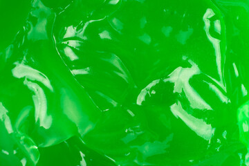 Abstract green gel background. Gel close-up.