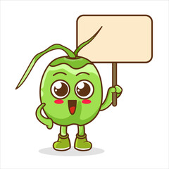 green coconut holding blank sign board
