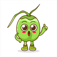 green coconut cartoon raise hand