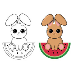 coloring book for children.cute rabbit
