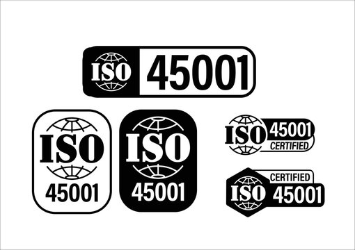 Occupational Health And Safety System Certified Vector Icon,  ISO 45001