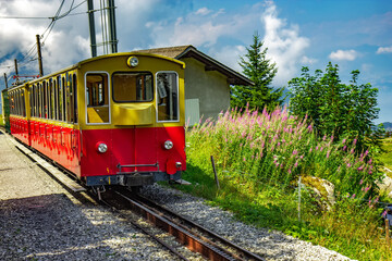 Obraz premium The Schynige Platte Railway is a mountain railway in the Bernese Highlands area of Switzerland