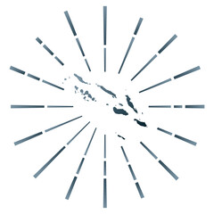 Solomon Islands gradiented sunburst. Map of the country with colorful star rays. Solomon Islands illustration in digital, technology, internet, network style. Vector illustration.