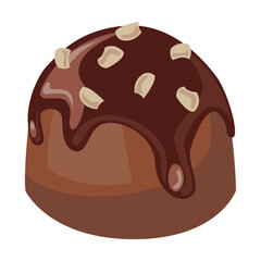 Chocolate dessert. Vector illustration of sweet food and snacks. Cartoon glazed candy isolated on white. Confectionery, pastry shop menu concept