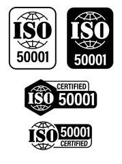 iso 50001 certified  vector icon set, Energy management system abstract. 