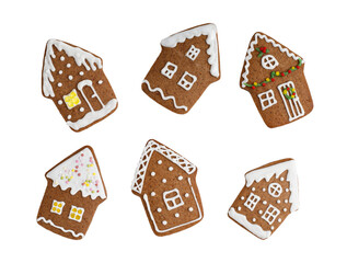 set of christmas gingerbread house png