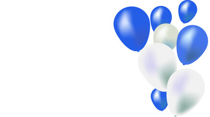 PNG. Blue and White Balloons Bunch on transparent background.