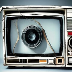 Music on TV Abstract Art.  Vintage TV.  Speaker. 