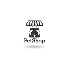 Pet shop logo template with shadow
