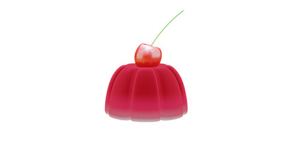 Sweet red cherry berries fruits jelly soft dessert on white 3D rendering