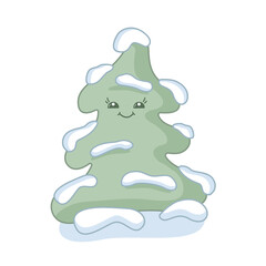 cute image of a winter tree in the snow, Christmas symbol, doodle, holiday cheer