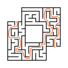 Square maze. Game for kids. Funny labyrinth. Education developing worksheet. Activity page. Puzzle for children. Riddle for preschool. Logical conundrum. Vector illustration.