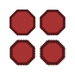 Zigzag Edge Octagon Frame Red Icons