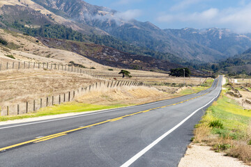 Asphalt road and countryside landscape