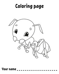 Coloring book page for kids. Cartoon style character. Isolated on white background. Vector illustration.