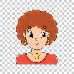 Cute cartoon character sticker. Colorful vector illustration. Isolated on transparent background. Design element