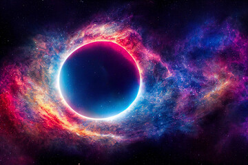 Obraz na płótnie Canvas Abstract Illustration of Space vortex Background, The universe consists of stars, black hole, nebula, sprial galaxy, milky way, planet