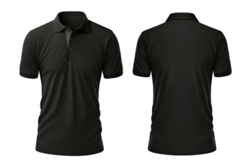 Black polo shirts front and back