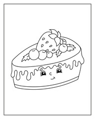 Coloring book page for kids. Cartoon style character. Birthday theme. Isolated on white background. Vector illustration.