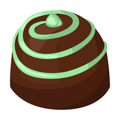 Chocolate candy. Vector illustration of sweet food and snacks. Cartoon dessert isolated on white. Confectionery, pastry shop menu concept