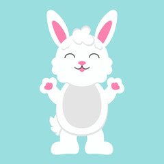 Cartoon character christmas rabbit. Colorful vector illustration. Isolated on color background. Design element. Template for your design, books, stickers, cards.
