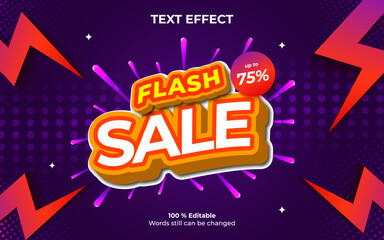 Modern flash sale banner editable text effect with purple background