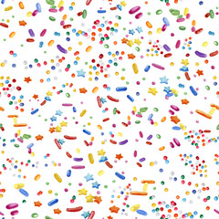 Obraz premium Watercolor seamless pattern with sprinkles isolated on white background. Illustration for textures, wallpapers, fabrics, postcards. 