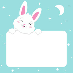 Cartoon character christmas rabbit. Colorful vector illustration. Isolated on color background. Design element. Template for your design, books, stickers, cards.