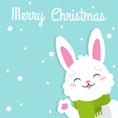 Cartoon character christmas rabbit. Colorful vector illustration. Isolated on color background. Design element. Template for your design, books, stickers, cards.